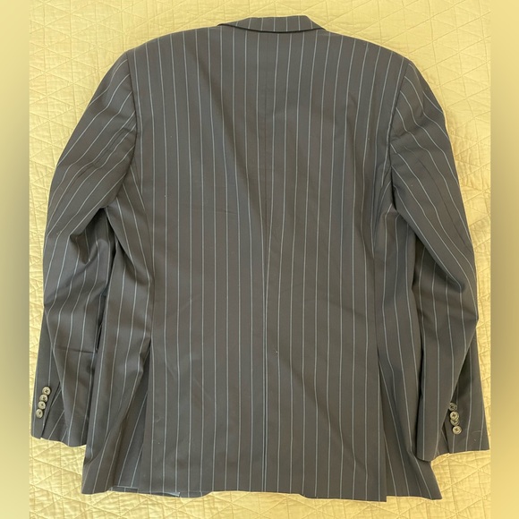 CARLO BARBERA & C. SUPREMO Super 150’s Wool Dapper Stripe Navy Suit 44 L $1795 - Picture 5 of 16